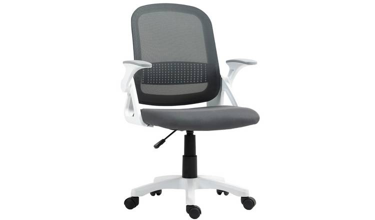 HOMCOM Mesh Swivel Office Chair with Flip Up Armrests - Grey