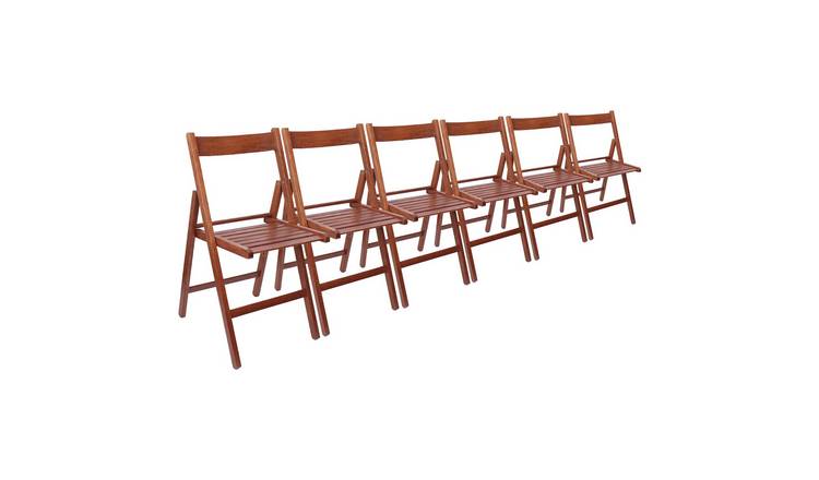 Harbour Housewares Beech Wood Folding Chairs Pack of 6 - Walnut