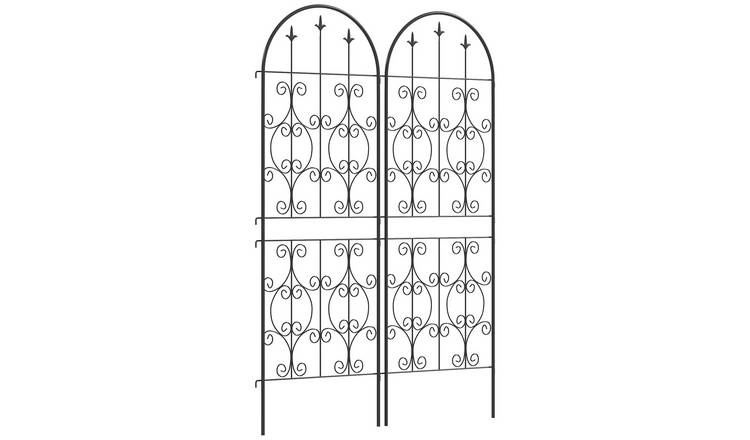 Outsunny Set of 2 Metal Decorative Garden Trellis - Black