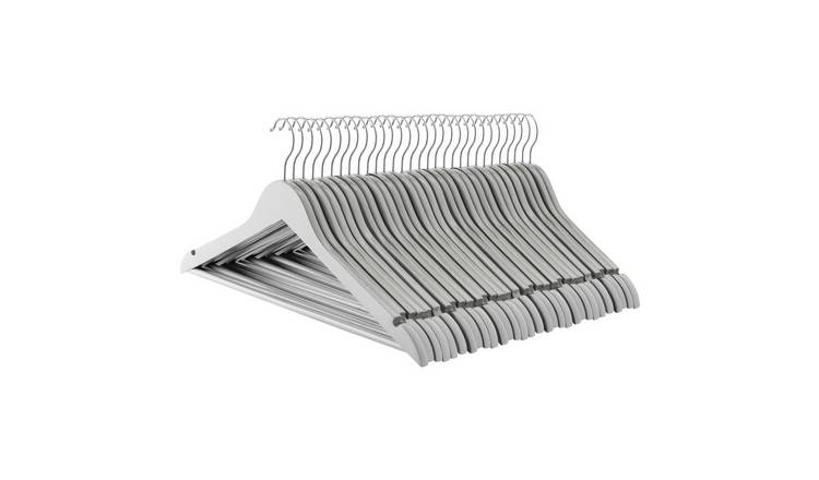 Harbour Housewares Wooden Coat Hangers - Grey - Pack of 30