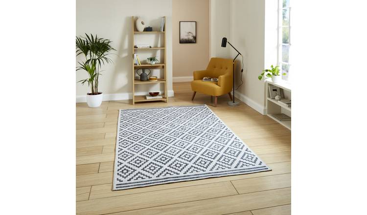 Mega Flooring Grey Modern Geometric Rug - 76 x 150cm