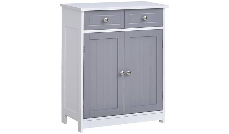 Kleankin  2 Drawer Freestanding Bathroom Storage Cabinet Unit - Multicolour