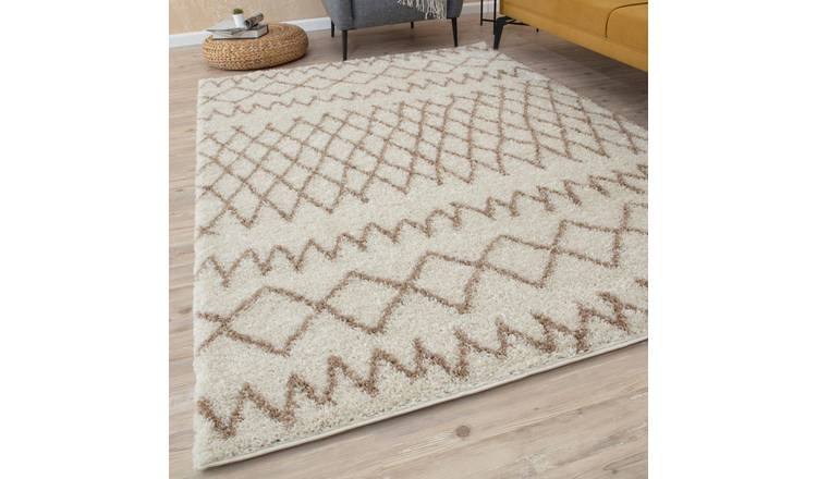 The Rugs Cream Moroccan Tangier Shaggy Rug - 120 x 170cm
