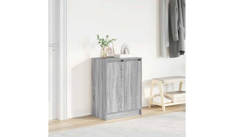 Walplus Engineered Wood Shoe Cabinet - Grey Sonoma - 57 x 34 x 76 cm