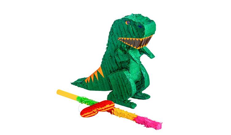 Fax Potato Dinosaur Cardboard Pinata with Stick & Blindfold Set - Green