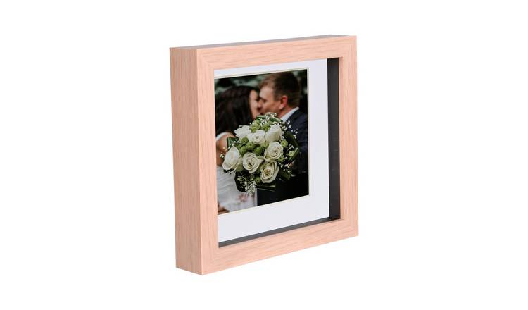 Nicola Spring 3D Box Photo Frame - 6 x 6" with Mount - Light Brown