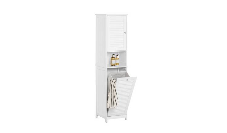 SoBuy 1 Laundry Basket Tall Cabinet Cupboard - White