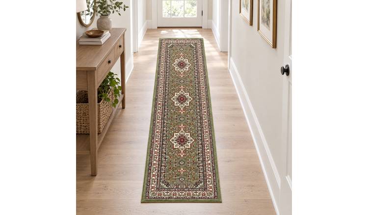 Hanse Home Green Oriental Parun Tabriz Vintage Runner Rug - 80 x 250cm