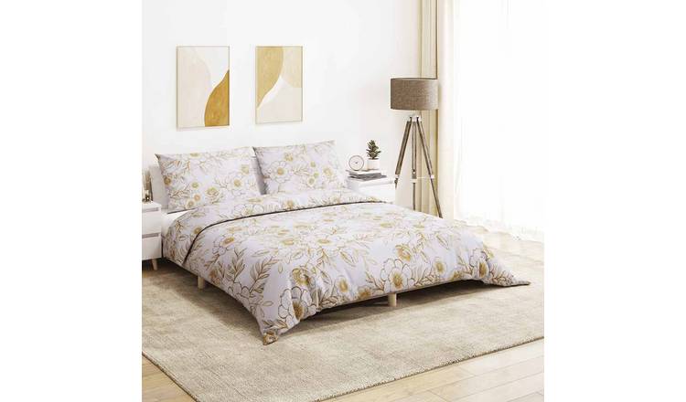 Walplus Cotton Duvet Cover Set - White and Brown - 260 x 240 cm