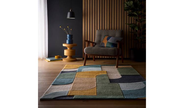 Mega Flooring Blue Modern Geometric Rug - 120 x 170cm