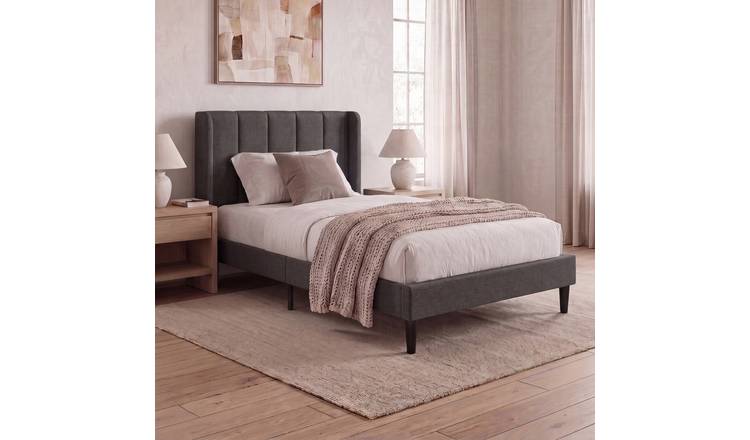 Vida Designs Vianna Single Linen Fabric Bed Frame - Dark Grey