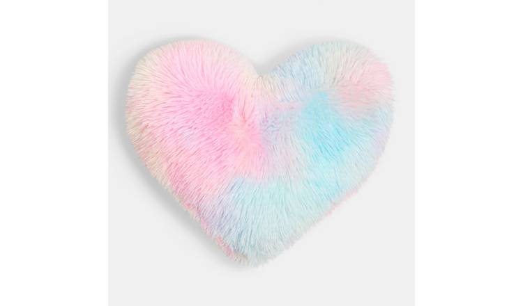 OHS Fluffy Heart Shaped Scatter Cushion - Tie Dye - 40cm