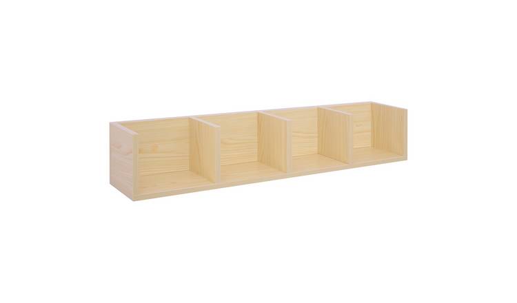 HOMCOM Wooden Wall Mounted CD Storage Shelf - Natural Wood