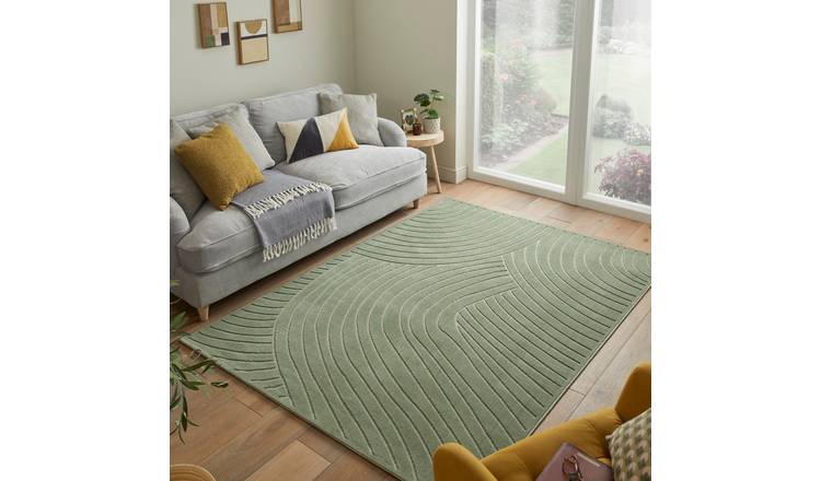 Mega Flooring Green Modern Abstract Rug - 80 x 150cm