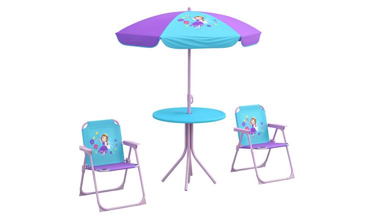Outsunny 4 Piece Fairy Parasol Chairs Kids Bistro Set - Blue
