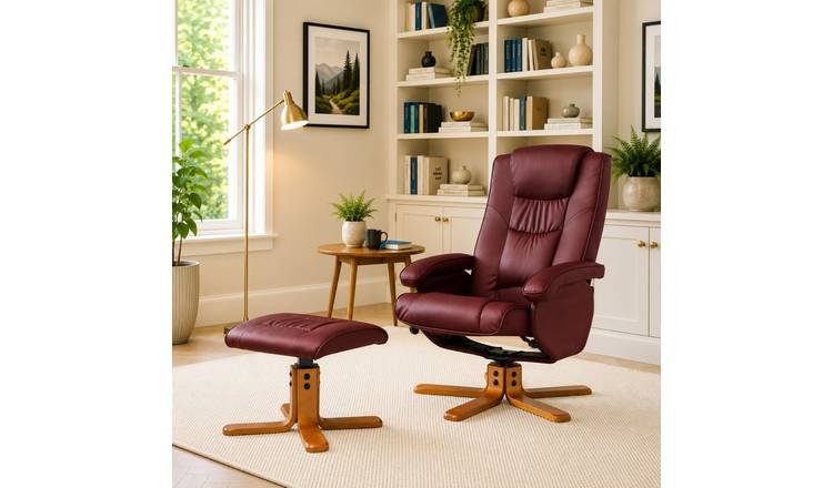 Artemis Home Severn Swivel Recliner with Massage and Heat - Burgundy