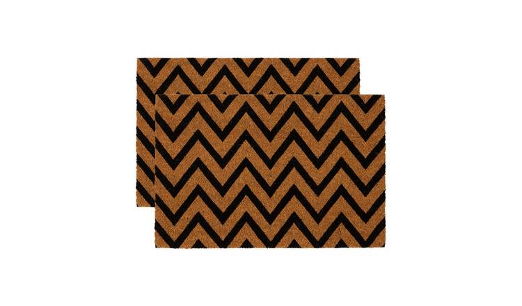 Nicola Spring Coir Door Mats - Zig Zag - Pack of 2