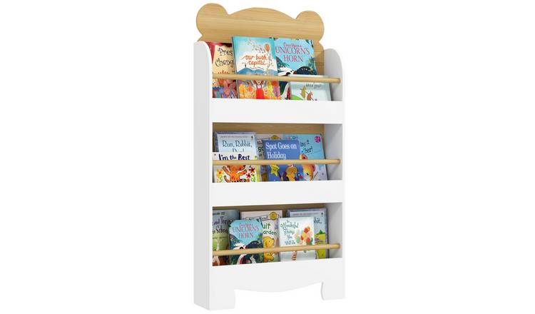AIYAPLAY 3 Tier Bear Theme Kids Storage Bookcase - White