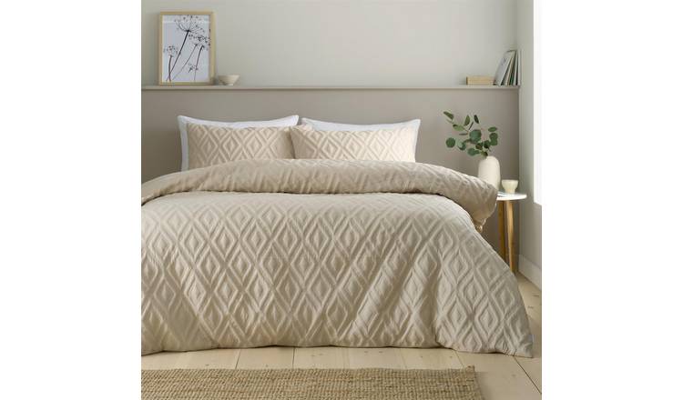 Catherine Lansfield Jacob Geo Duvet Cover Set - Double - Natural