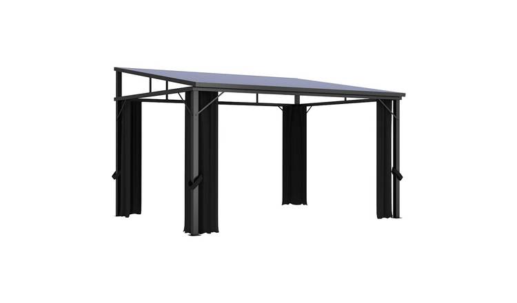 Walplus 405 x 294 x 244 cm Gazebo with Curtain - Anthracite