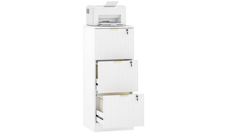 HOMCOM 3 Drawer Adjustable Filing Cabinet for A4 and Letter Size Files - White