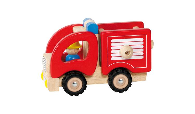 Goki Fire Engine Push Along Wooden Toy Vehicle