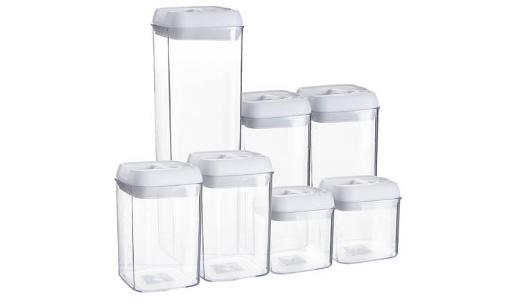 Argon Tableware 7 Piece Flip Lock Plastic Food Storage Containers Set - White