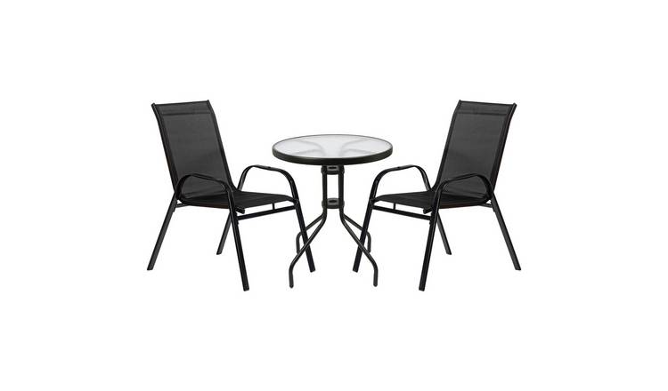 Harbour Housewares 3 Piece Sussex Round Glass Top Patio Bistro Set