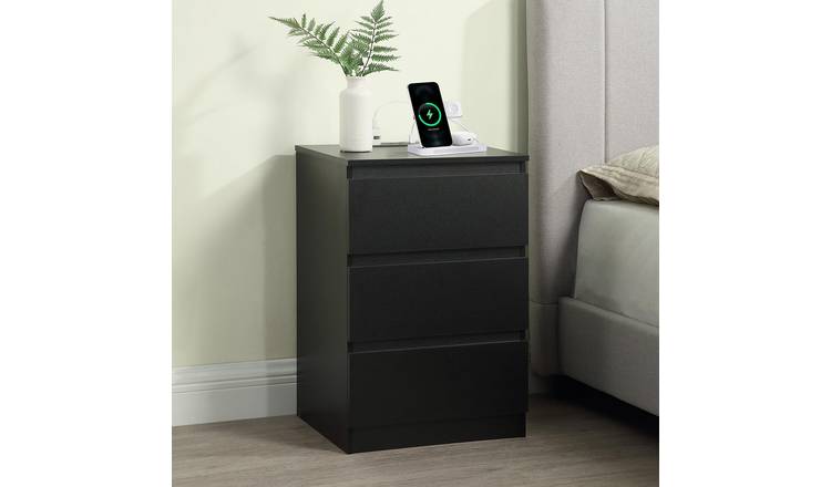 Home Treats USB Charging Bedside Table - Black