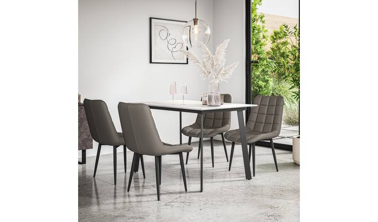 Furniture Online Haydon Nova Marble Effect Dining Table & 4 Grey Chairs