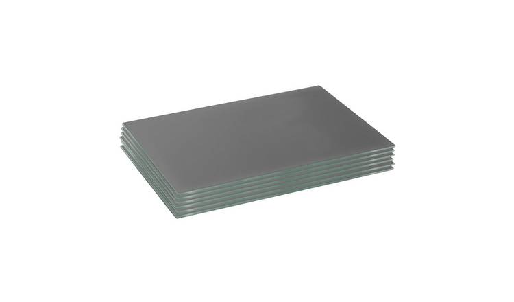 Harbour Housewares Rectangle Glass Placemats - Grey - Pack of 6