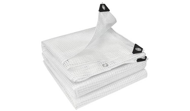 Outsunny 140GSM Waterproof PE Tarpaulin – White