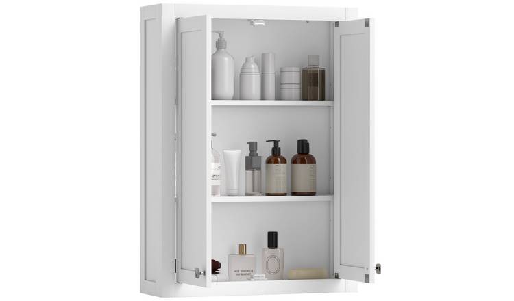 HOMCOM Modern Bathroom Cabinet Wall Mounted Over Toilet with 2 Doors - White