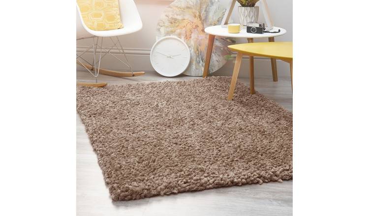 Mega Flooring Beige Shaggy Plain Rug - 60 x 110cm