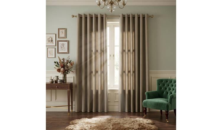 Luxury Living Plain Blackout Eyelet Curtains 229cm x 183cm - Beige