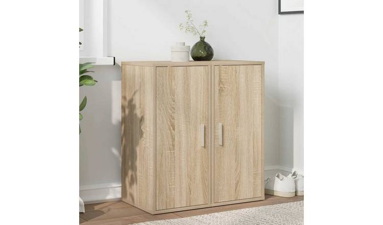 Walplus Pack of 2 Engineered Wood Shoe Cabinet - Sonoma Oak - 32 x 35 x 70 cm