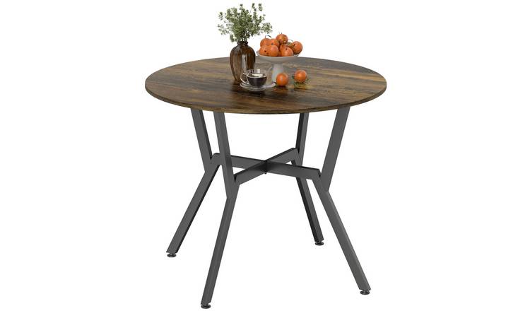 HOMCOM 2 Seater Round Dining Table - Rustic Brown