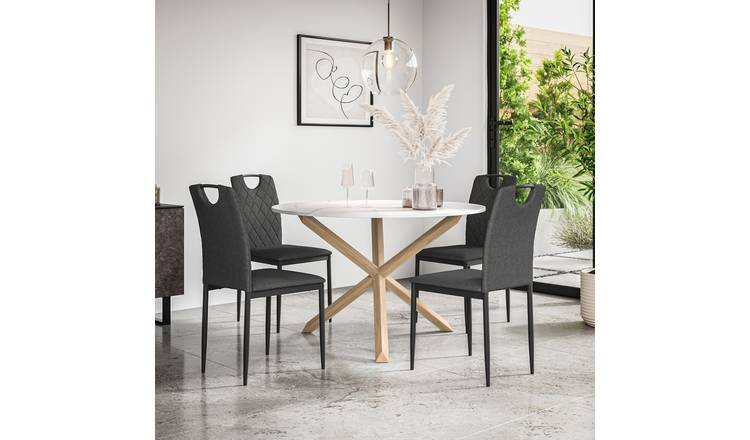Furniture Online Malvern Monza Marble Top Dining Table & 4 Charcoal Chairs