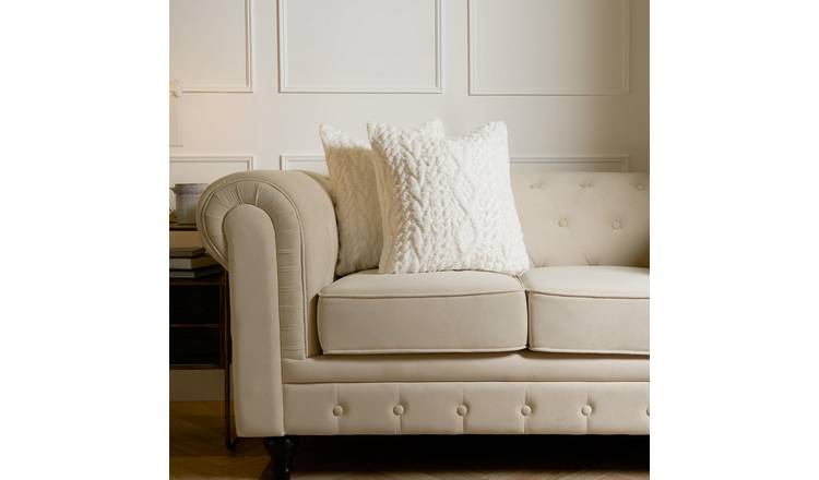 OHS 2 Pack Cable Knit Cushion Covers 45 x 45cm - Cream