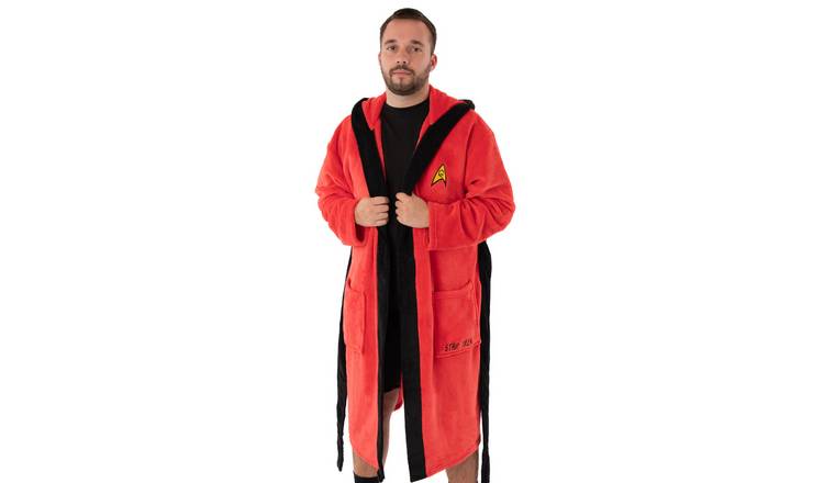 Star Trek Adult Large Mens Hooded Bathrobe - Red