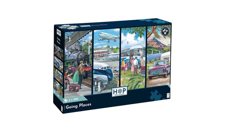 The House of Puzzles Going Places Puzzle  4 x 500 Piece Jigsaw Puzzles