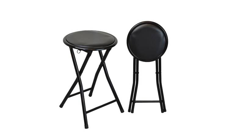Harbour Housewares Padded Folding Stools Pack of 6 - Black
