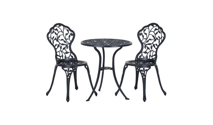 Outsunny 2 Seater  Rattan Garden Bistro Set - Black