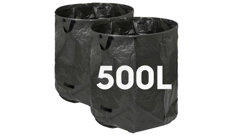 Harbour Housewares Heavy-Duty Garden Waste Bags - 500L - Black - Pack of 2