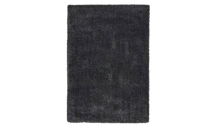 Mega Flooring Grey Shaggy Plain Rug - 120 x 170cm