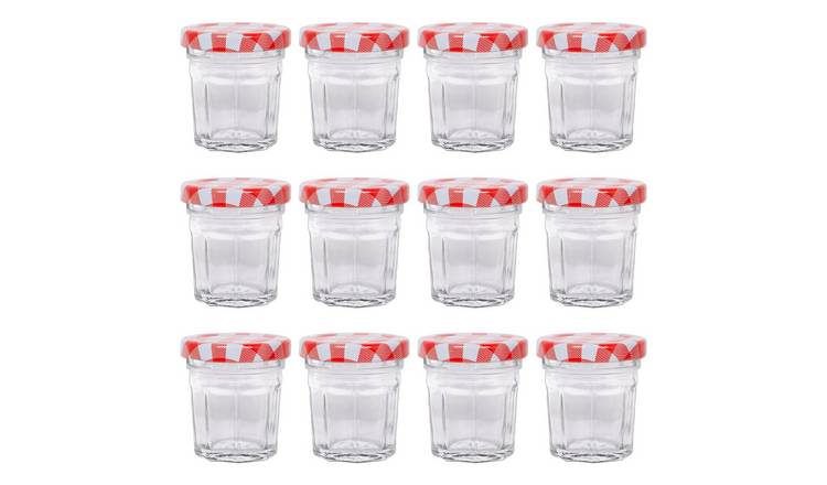 Argon Tableware Glass Jam Jars with Lids - Pack of 12