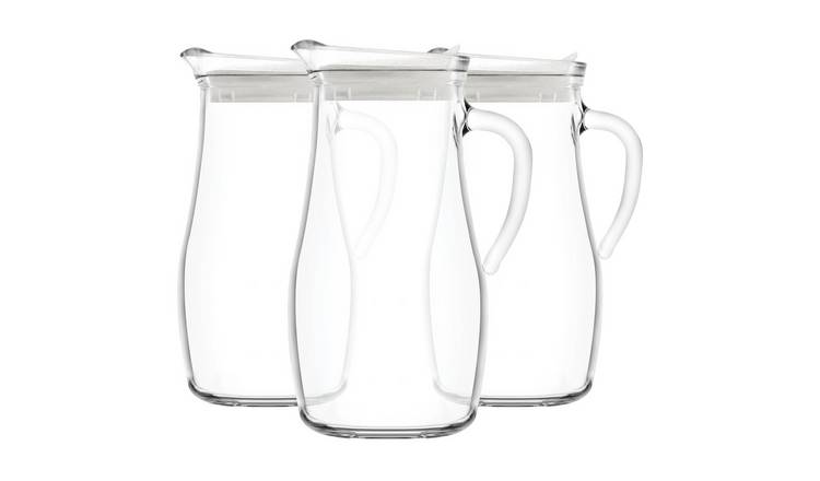 LAV Misket Glass Water Jugs with Silicone Lid - Clear/White - Pack of 3