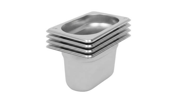 Argon Tableware Steel Gastronorm Containers 1/9 - 800ml - Set of 4