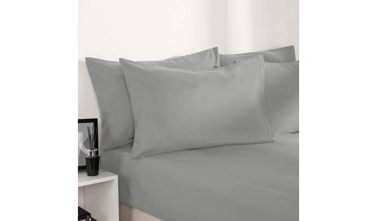 OHS Plain Dyed Microfibre Fitted Bed Sheet Grey - Double