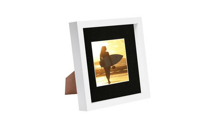 Nicola Spring 3D Box Photo Frame - 8" x 8" with Mount - White